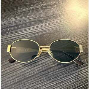 SOJOS Retro Oval Sunglasses Gold / Green Lens SJ1217